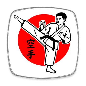 Karate Yokogeri männlich - Viereckiger Kühlschrankmagnet - Weiß - Vorne