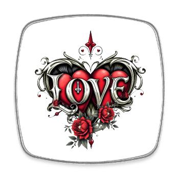 Heart of Love with Flowers and Thorns - Square fridge magnet - white - Front