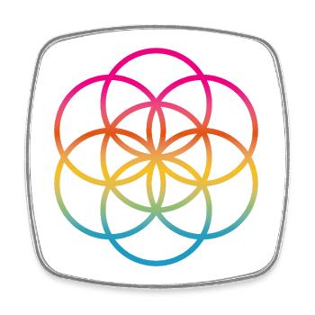 Yoga Rings Circles Flower of Life Gradient om - Square fridge magnet - white - Front