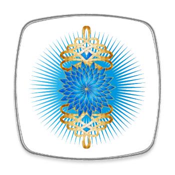 Goldbroschen Motiv mit strahlend blauer Kornblume - Viereckiger Kühlschrankmagnet - Weiß - Vorne