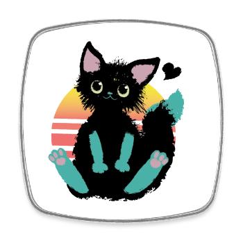 Doodle Cat - Square fridge magnet - white - Front