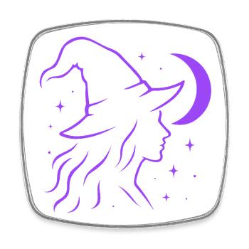 Witch Silhouette Moon Witchcore Motif - Square fridge magnet - white - Front