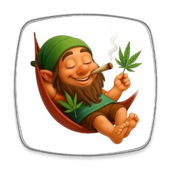 Kiffender Zwerg in Hängematte Cannabis - Viereckiger Kühlschrankmagnet - Weiß - Vorne