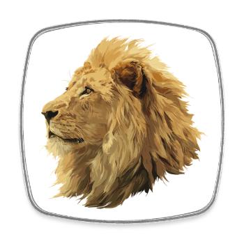 Majestic lion head in digital style - Square fridge magnet - white - Front