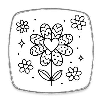 Flowers and hearts patterned - Square fridge magnet - white - Front