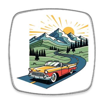 Vieille voiture de la vieille école - Magnet carré - blanc - Devant