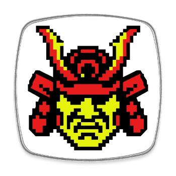 Pixel Samurai 8bit - Viereckiger Kühlschrankmagnet - Weiß - Vorne