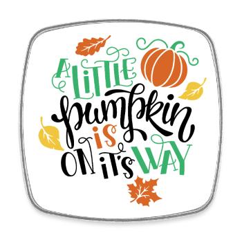 Déco Automne avec Citrouille et Feuilles - Magnet carré - blanc - Devant