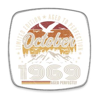 Octobre 1969 Cadeau Anniversaire - Octobre 1969 - Magnet carré - blanc - Devant