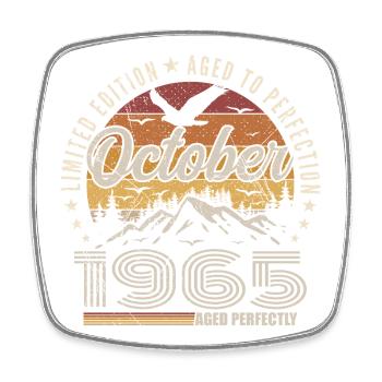 Octobre 1965 Cadeau Anniversaire - Octobre 1965 - Magnet carré - blanc - Devant
