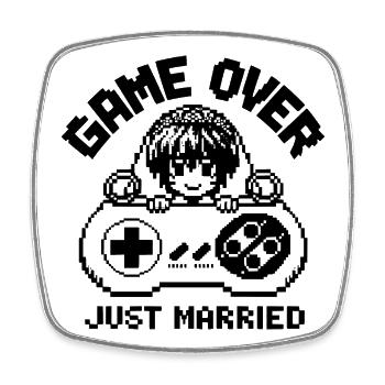 Game Over – Juste marié - Magnet carré - blanc - Devant