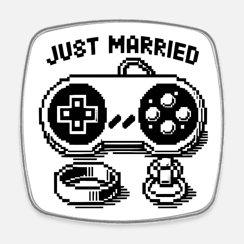 Just Married - Mode Gamer ! - Magnet carré - blanc