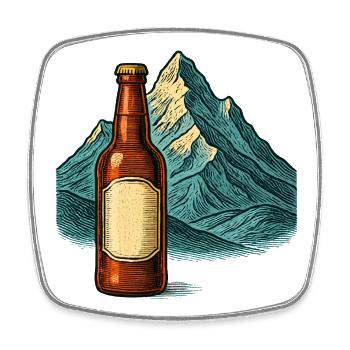 Abstract mountain landscape with bottle - Square fridge magnet - white - Front
