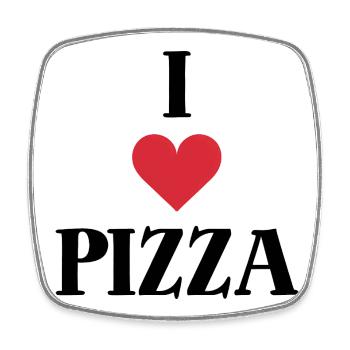 I Love Pizza Saying - Square fridge magnet - white - Front