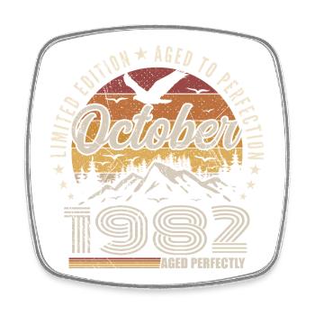 Octobre 1982 Cadeau Anniversaire - Octobre 1982 - Magnet carré - blanc - Devant