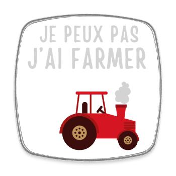 Humorvoller Landwirt im Traktor - Viereckiger Kühlschrankmagnet - Weiß - Vorne