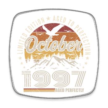 October 1997 Birthday Gift - October 1997 - Square fridge magnet - white - Front