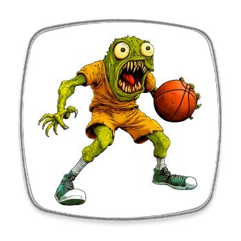 Monster Basketball - Viereckiger Kühlschrankmagnet - Weiß - Vorne