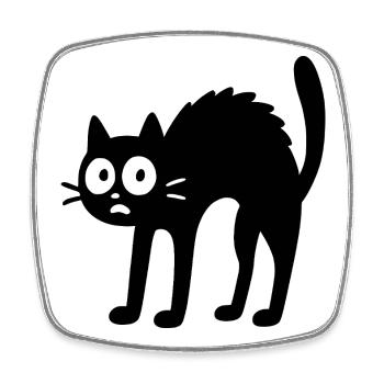 Chat noir - Conception de dessin animé amusant - Magnet carré - blanc - Devant