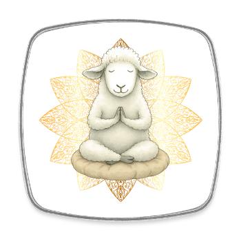 Mouton méditant – Yoga & Mandala Motif - Magnet carré - blanc - Devant