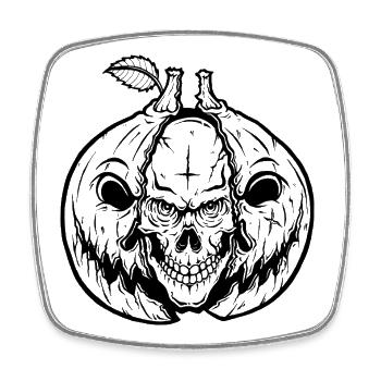 Creepy Halloween Skull Pumpkin – Gruseliger Kürbis - Viereckiger Kühlschrankmagnet - Weiß - Vorne