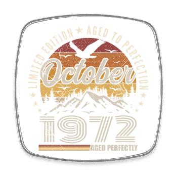 Octobre 1972 Cadeau Anniversaire - Octobre 1972 - Magnet carré - blanc - Devant