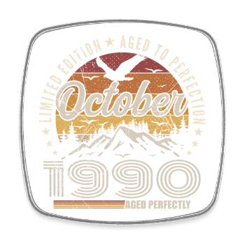 October 1990 Birthday Gift - October 1990 - Square fridge magnet - white - Front