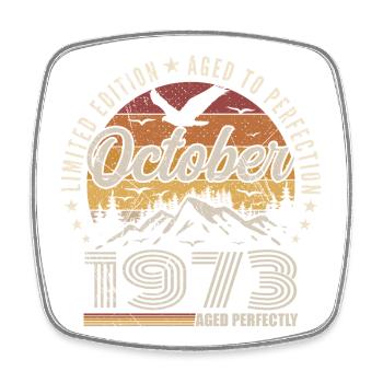 Octobre 1973 Cadeau Anniversaire - Octobre 1973 - Magnet carré - blanc - Devant