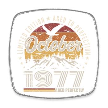 Octobre 1977 Cadeau Anniversaire - Octobre 1977 - Magnet carré - blanc - Devant
