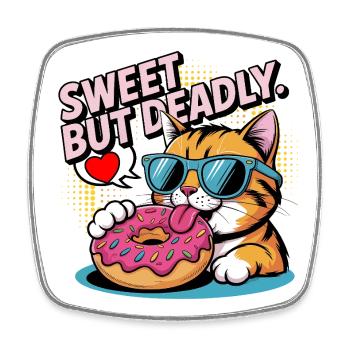 Donut de chat doux mais mortel - Magnet carré - blanc - Devant