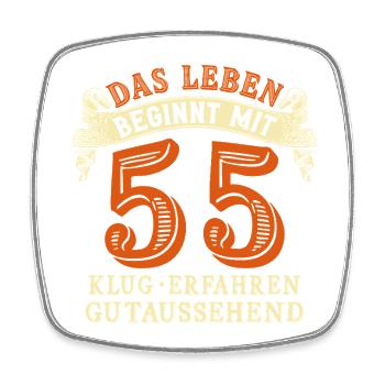 Das Leben beginnt mit 55 zum 55. Geburtstag - Viereckiger Kühlschrankmagnet - Weiß - Vorne