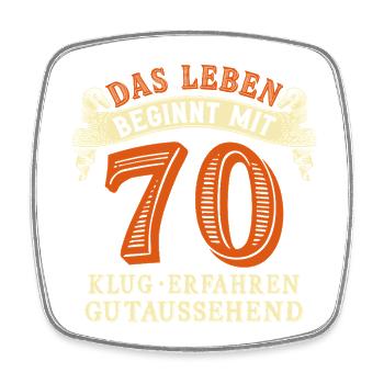 Das Leben beginnt mit 70 zum 70. Geburtstag - Viereckiger Kühlschrankmagnet - Weiß - Vorne