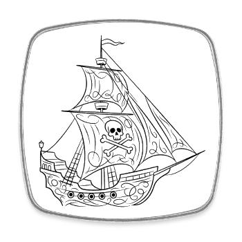 Bateau pirate - Magnet carré - blanc - Devant
