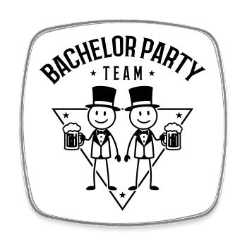 Bachelor Party Team Junggeselle - Square fridge magnet - white - Front