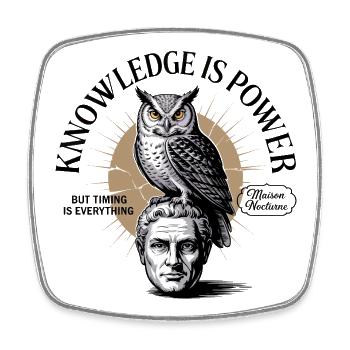 Wissen ist Power Owl Weisheit - Viereckiger Kühlschrankmagnet - Weiß - Vorne