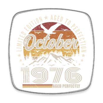 Octobre 1976 Cadeau Anniversaire - Octobre 1976 - Magnet carré - blanc - Devant