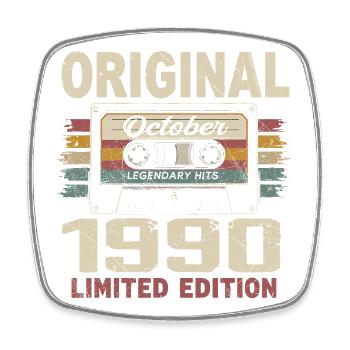 Né en Octobre 1990 | Cadeau Vintage Octobre 1990 - Magnet carré - blanc - Devant