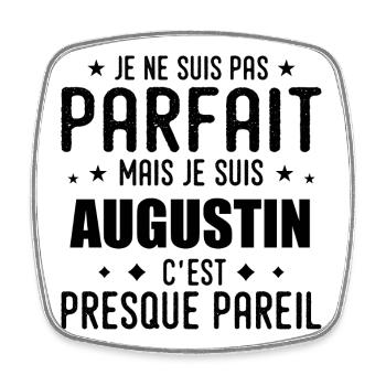 Augustin : authentique, imparfait, top, perfection - Magnet carré - blanc - Devant