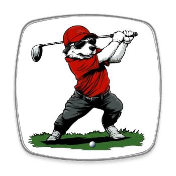 Dog Golf - Square fridge magnet - white - Front