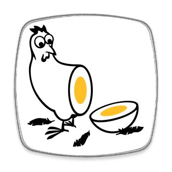 Huhn oder Ei - Viereckiger Kühlschrankmagnet - Weiß - Vorne