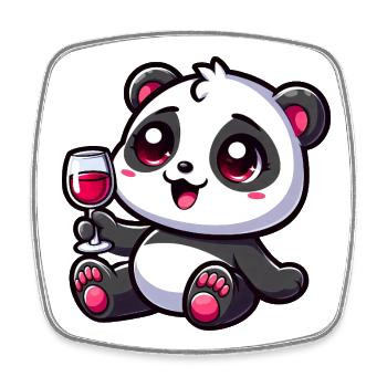 Cute Panda with Red Wine Wine Lover Cartoon - Square fridge magnet - white - Front