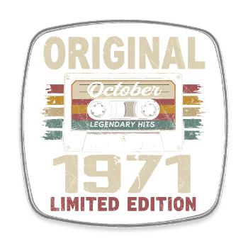 Geboren im Oktober 1971 | Vintage Geschenk Oktober 1971 - Viereckiger Kühlschrankmagnet - Weiß - Vorne
