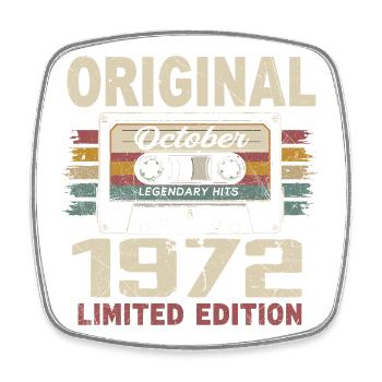 Né en Octobre 1972 | Cadeau Vintage Octobre 1972 - Magnet carré - blanc - Devant