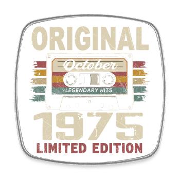Geboren im Oktober 1975 | Vintage Geschenk Oktober 1975 - Viereckiger Kühlschrankmagnet - Weiß - Vorne