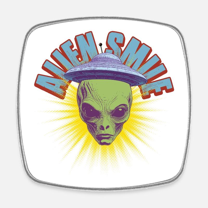 Alien Smile - Magnet carré - blanc