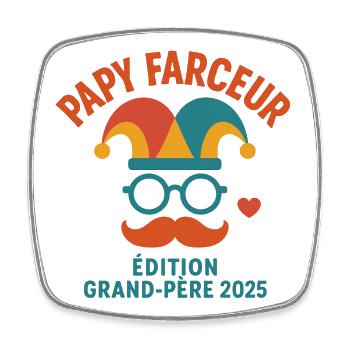Papy Farceur – Édition Grand-Père 2025 - Magnet carré - blanc - Devant