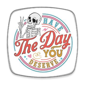 Skull with motivational message - Square fridge magnet - white - Front