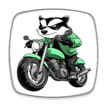 Dachs Motorrad - Viereckiger Kühlschrankmagnet - Weiß - Vorne