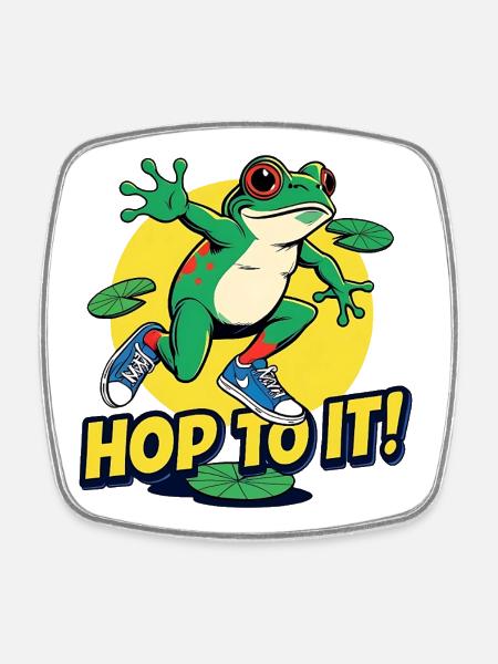 Lustiger Frosch Spruch Fitness Motivator - Viereckiger Kühlschrankmagnet - Weiß