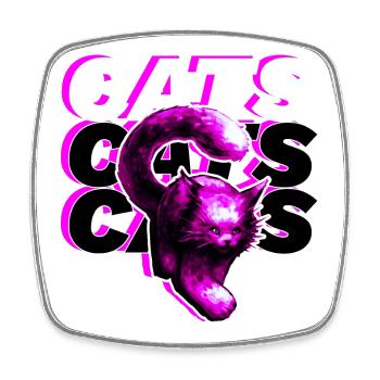 CATS, CATS, CATS · Pink Big Cat - Square fridge magnet - white - Front